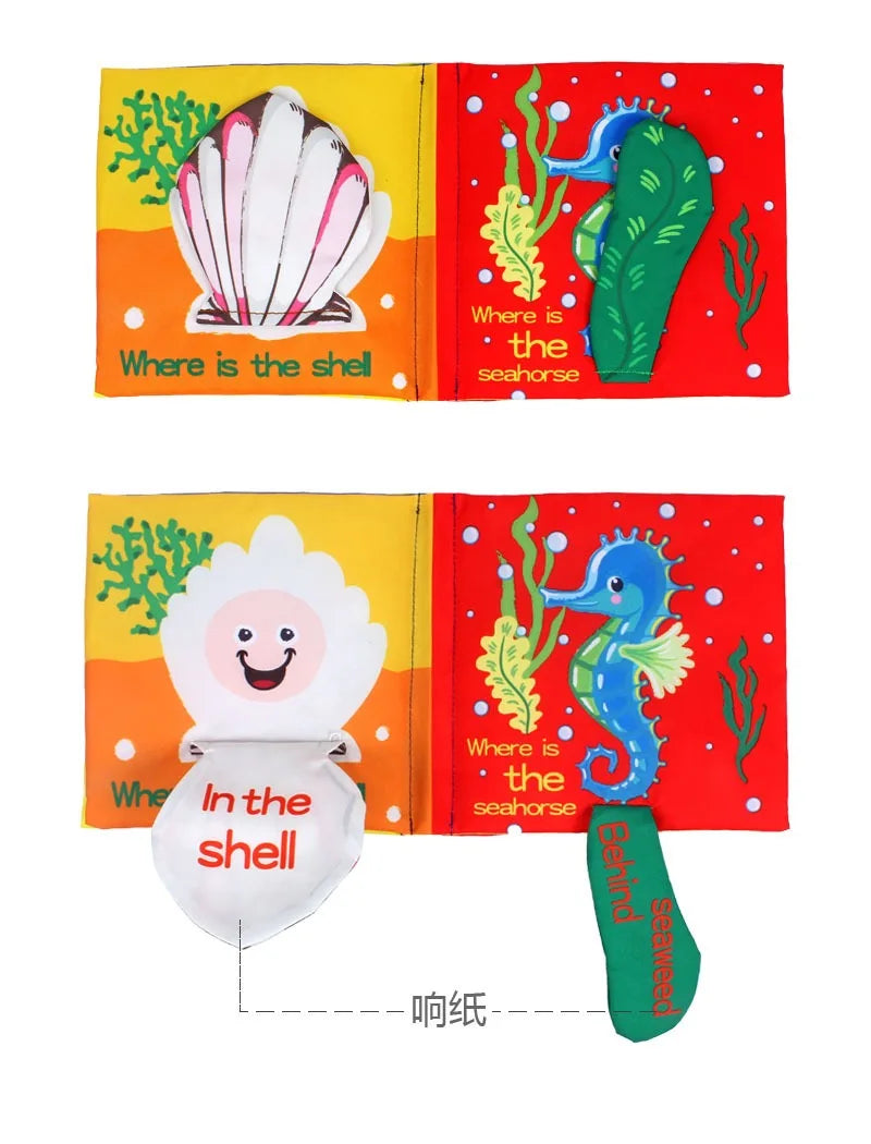 Hot Sale 0-36Month Baby Early Learning Educate Toy Tail Cloth Book Parent-child Interactive Sound Paper Puzzle Cloth Book Rattle