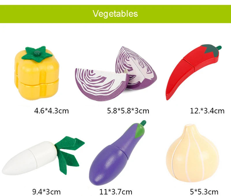 Simulation Kitchen Pretend Toy Wooden Classic Game Montessori Educational Toy For Children Kids Gift Cutting Fruit Vegetable Set