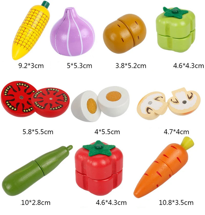 Simulation Kitchen Pretend Toy Wooden Classic Game Montessori Educational Toy For Children Kids Gift Cutting Fruit Vegetable Set