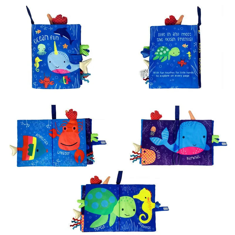 Hot Sale 0-36Month Baby Early Learning Educate Toy Tail Cloth Book Parent-child Interactive Sound Paper Puzzle Cloth Book Rattle