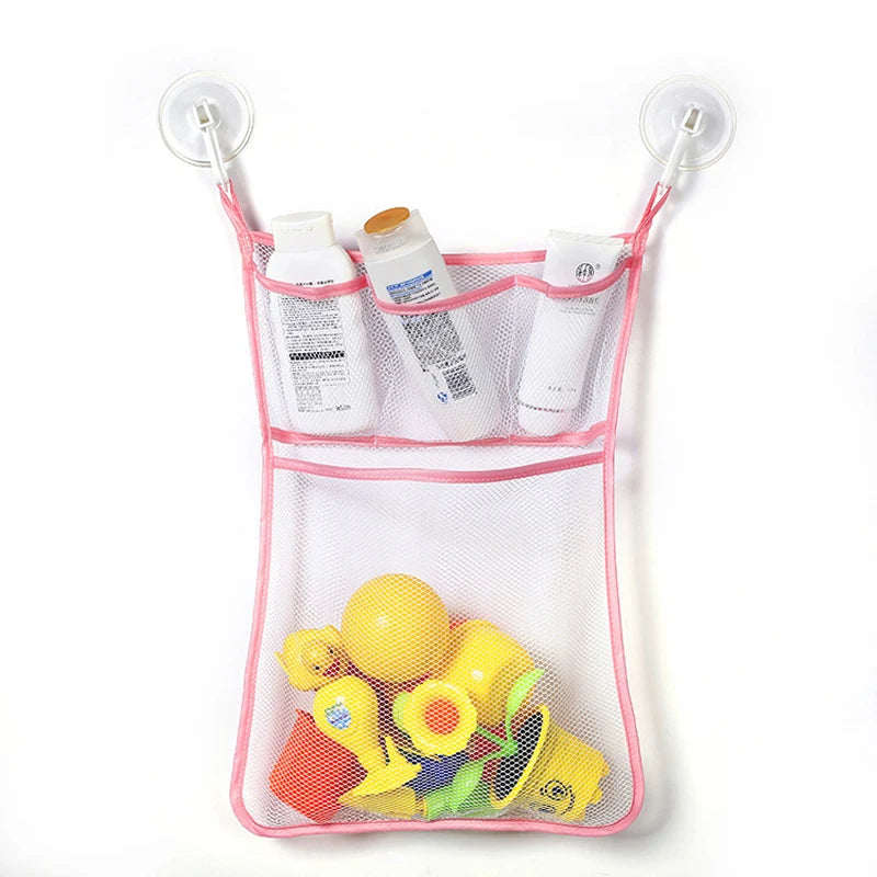 Baby Shower Bath Toys White Baby Kids Toy Storage Mesh with Strong Suction Cups Toy Bag Net Bathroom Organizer for Kids Toddlers