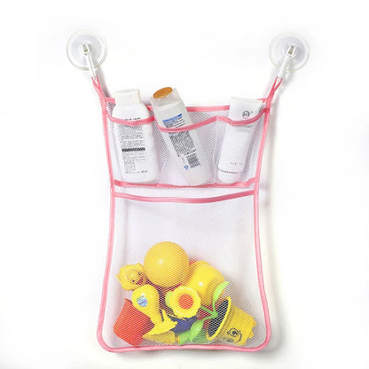 Baby Shower Bath Toys White Baby Kids Toy Storage Mesh with Strong Suction Cups Toy Bag Net Bathroom Organizer for Kids Toddlers