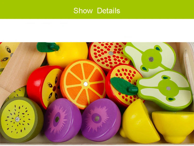 Simulation Kitchen Pretend Toy Wooden Classic Game Montessori Educational Toy For Children Kids Gift Cutting Fruit Vegetable Set