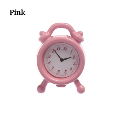 1Pc 1:12 Scale Alarm Clock Doll Kitchen Living Room Miniature Dollhouse Mini Home Decoration Toy Metal Candy Color Doll Clocks