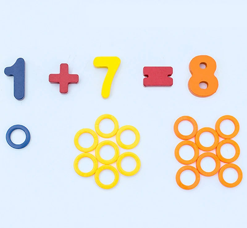 3D Preschool Children Educational Toys Wooden Montessori Arithmetic Magnetic Fishing Digital Shape Matching Building Block Toys