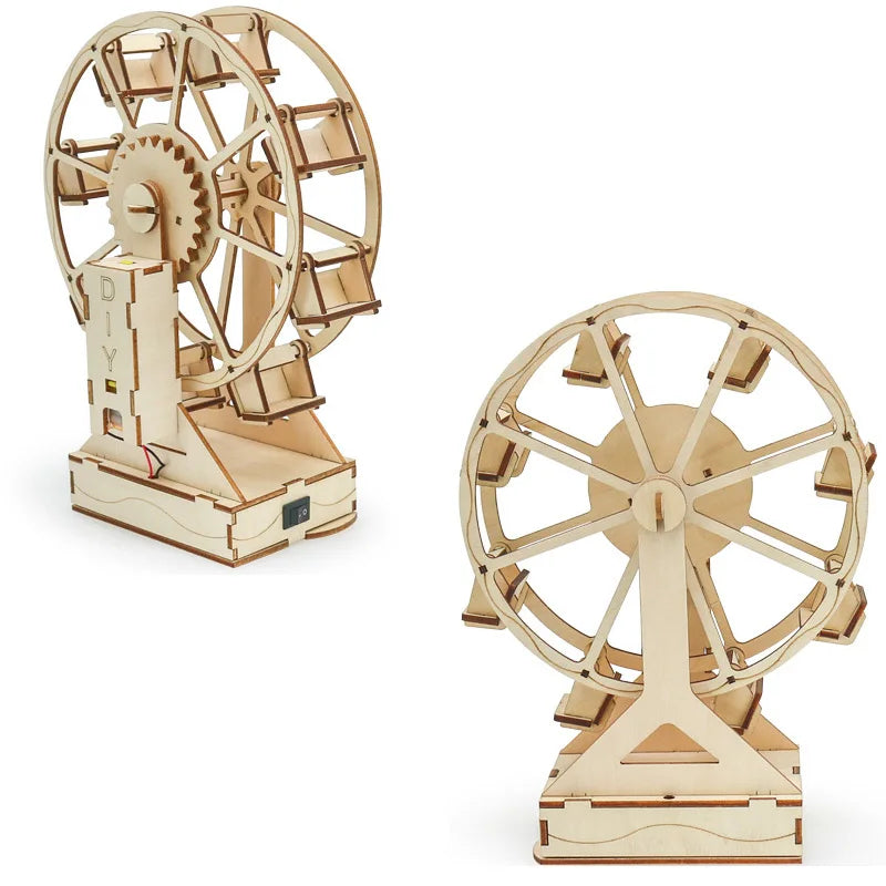 Creative Electric Ferris Wheel DIY Science Set Wooden Puzzle Craft Technology Educational Toys for Children Gift Idea