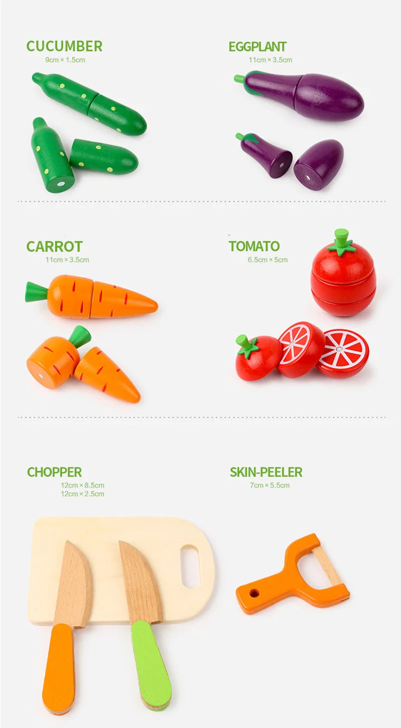 Simulation Kitchen Pretend Toy Wooden Classic Game Montessori Educational Toy For Children Kids Gift Cutting Fruit Vegetable Set