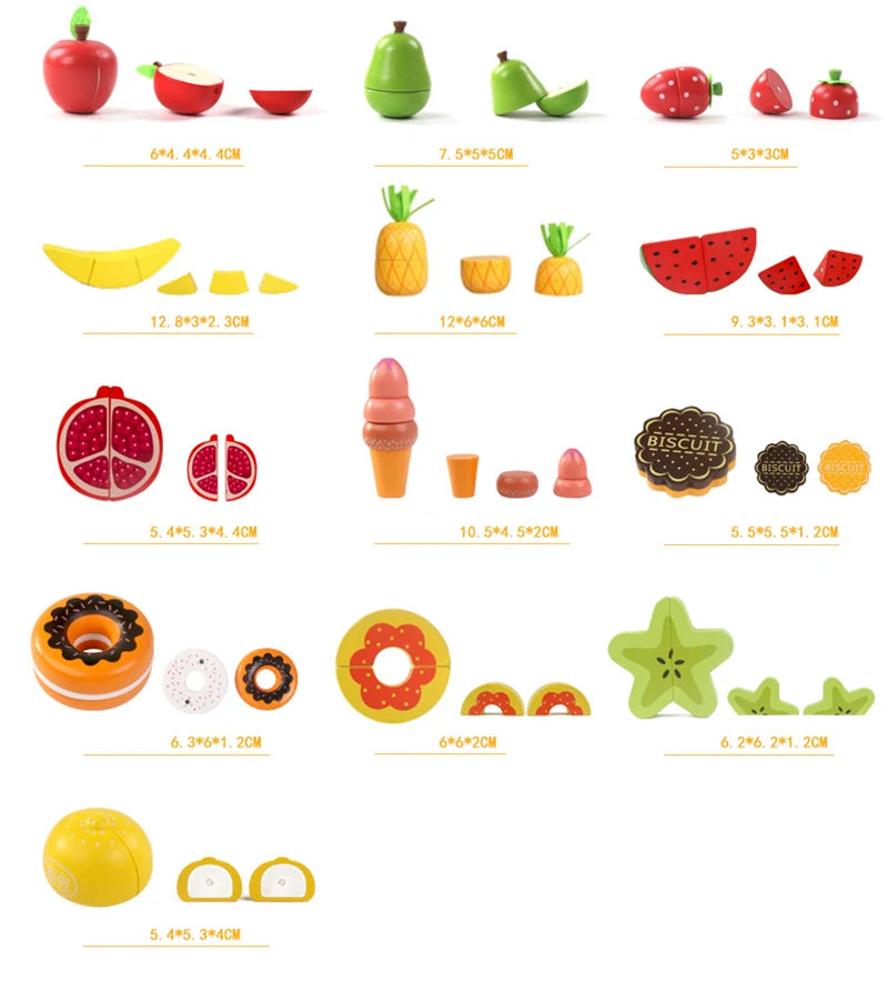 Simulation Kitchen Pretend Toy Wooden Classic Game Montessori Educational Toy For Children Kids Gift Cutting Fruit Vegetable Set