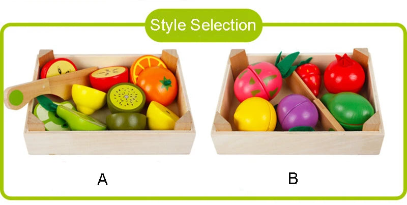Simulation Kitchen Pretend Toy Wooden Classic Game Montessori Educational Toy For Children Kids Gift Cutting Fruit Vegetable Set