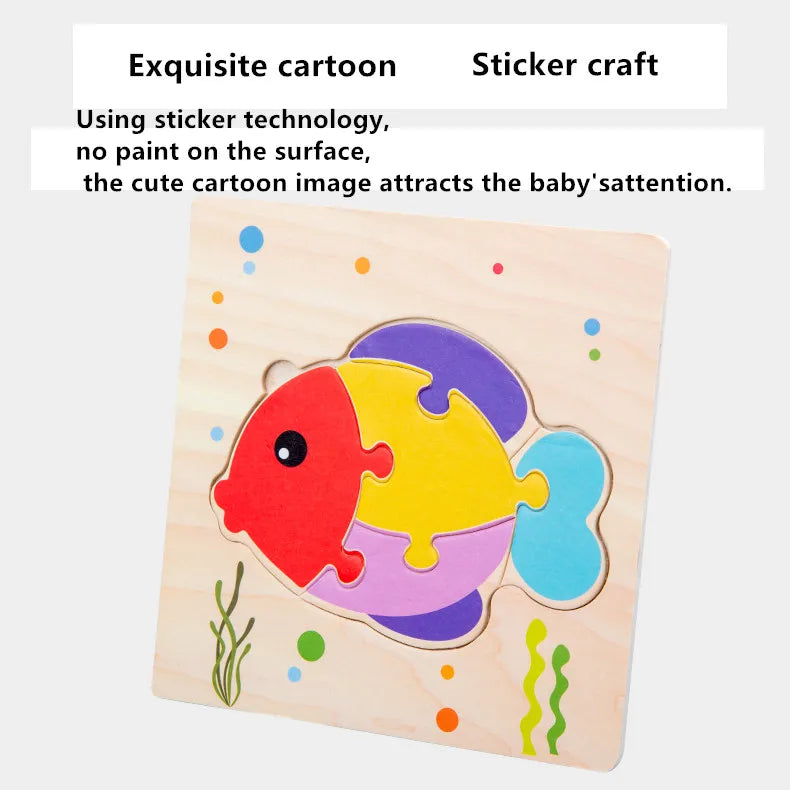 Baby Wooden 3D Puzzles Tangram Shapes Learning Educational Cartoon Animal Intelligence Jigsaw Toys For Children Gift