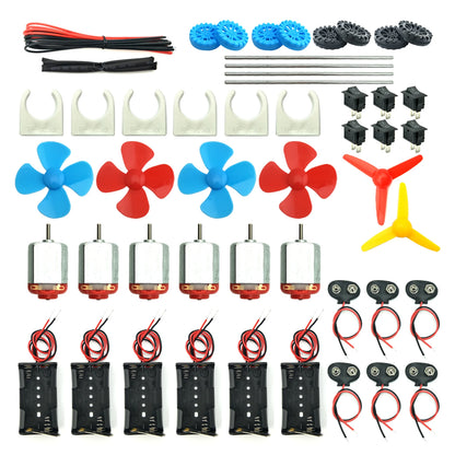 6 Set DC Motors Kit, Mini Electric Hobby Motor 3V -12V 25000 RPM Strong Magnetic with Shaft Propeller, 2 x AA Battery Holder,9V