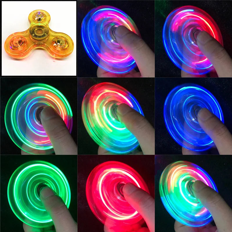 Clearance_Luminous LED Light Fidget Spinner Hand Top Spinners Glow in Dark Light EDC Fidget Spinner Finger Stress Relief Toys_Co
