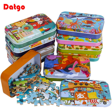 Hot New 60 Pieces Wooden Puzzle Toys for Children Cartoon Vehicle Animal Wood Jigsaw Baby Learning Educational Toy Kids Gift