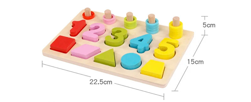 3D Preschool Children Educational Toys Wooden Montessori Arithmetic Magnetic Fishing Digital Shape Matching Building Block Toys