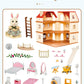 Simulation Kitchen Forest Family Small House Double Three- Story Villa Reindeer  Animal Model Girl Dollhouse Furniture Toy Gifts