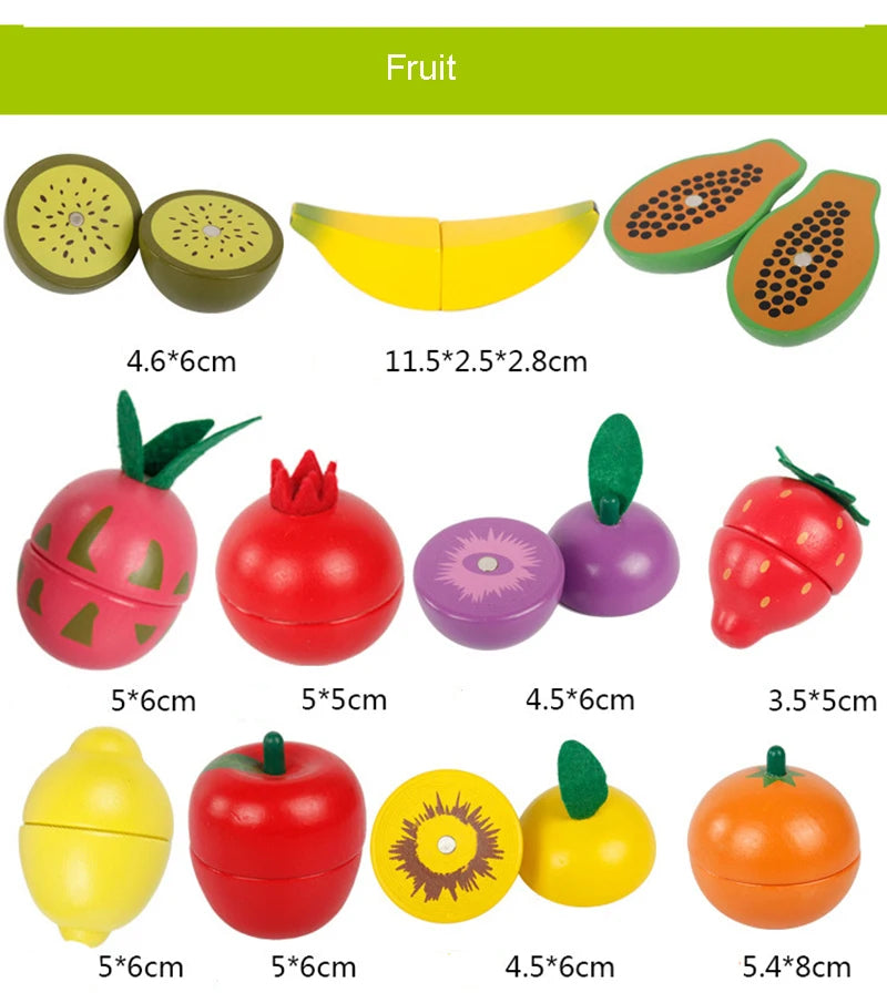 Simulation Kitchen Pretend Toy Wooden Classic Game Montessori Educational Toy For Children Kids Gift Cutting Fruit Vegetable Set