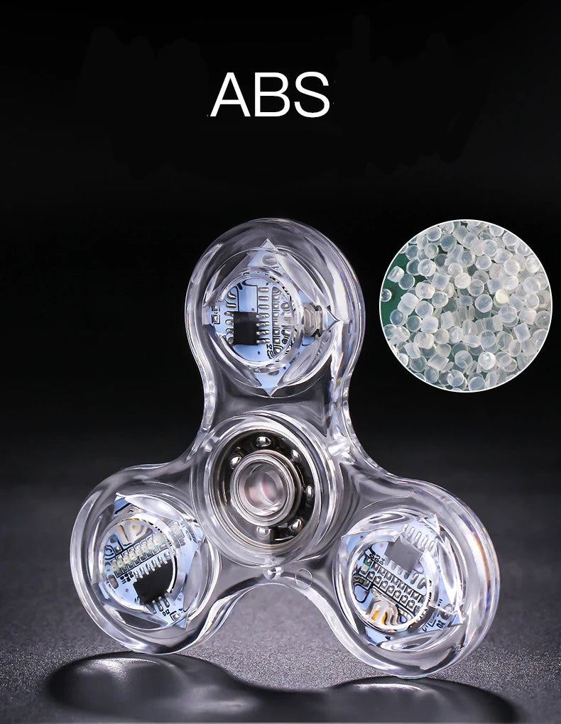 Crystal Luminous LED Light Fidget Spinner Hand Top Spinners Glow in Dark EDC Stress Relief Toys Kinetic Gyroscope for Children