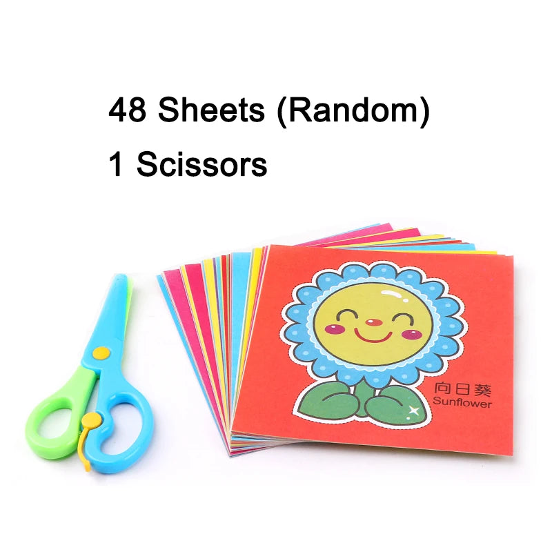 Paper-Cut Set Paper Cutting Scissor Skills Activity Cutting Book Kids Crafts Toys Kits Preschool with Child-Safe Scissors
