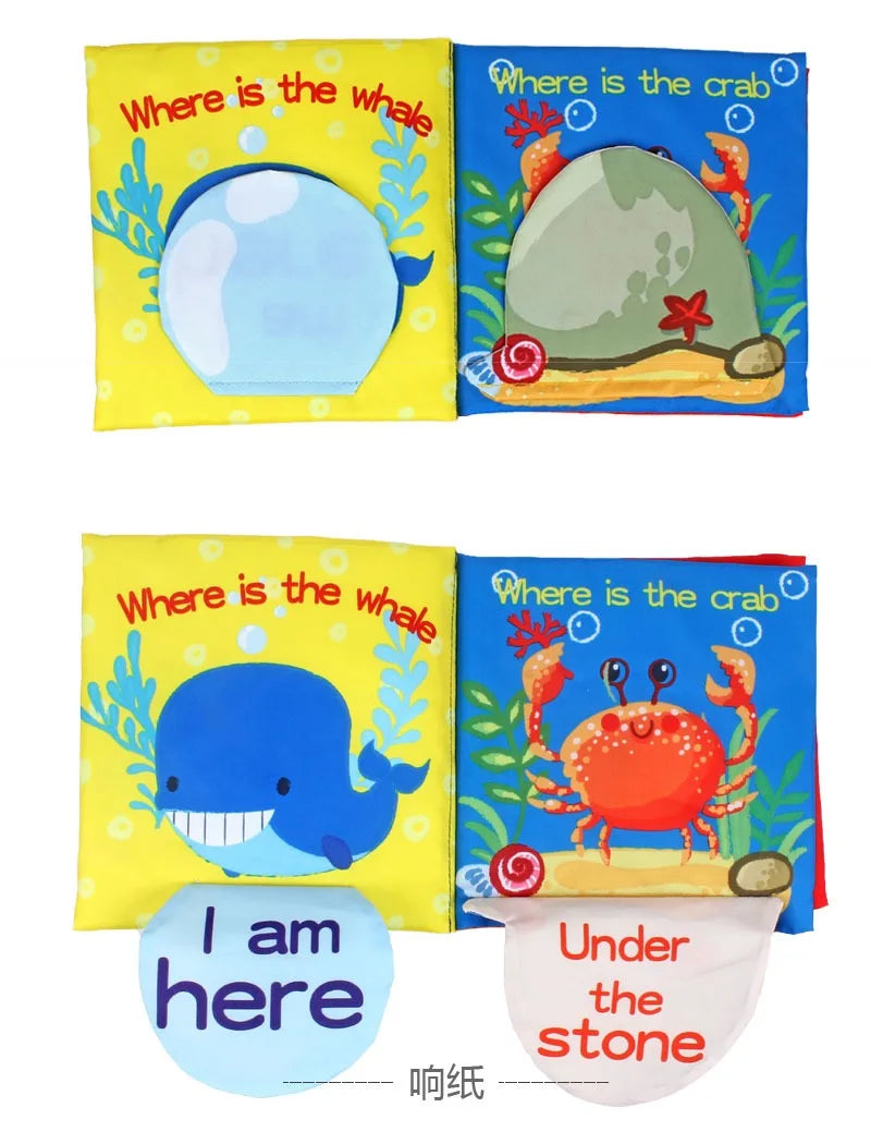 Hot Sale 0-36Month Baby Early Learning Educate Toy Tail Cloth Book Parent-child Interactive Sound Paper Puzzle Cloth Book Rattle