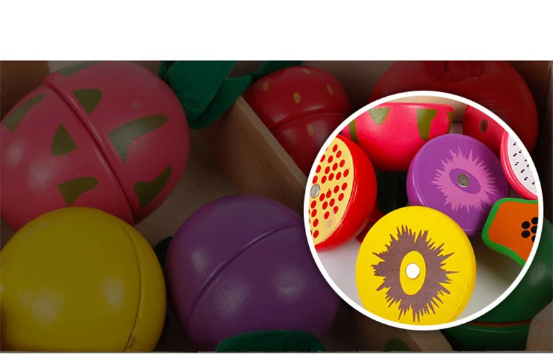Simulation Kitchen Pretend Toy Wooden Classic Game Montessori Educational Toy For Children Kids Gift Cutting Fruit Vegetable Set