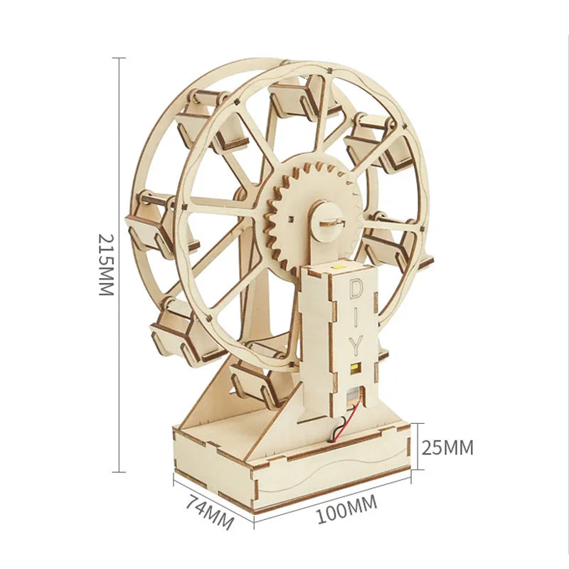 Creative Electric Ferris Wheel DIY Science Set Wooden Puzzle Craft Technology Educational Toys for Children Gift Idea