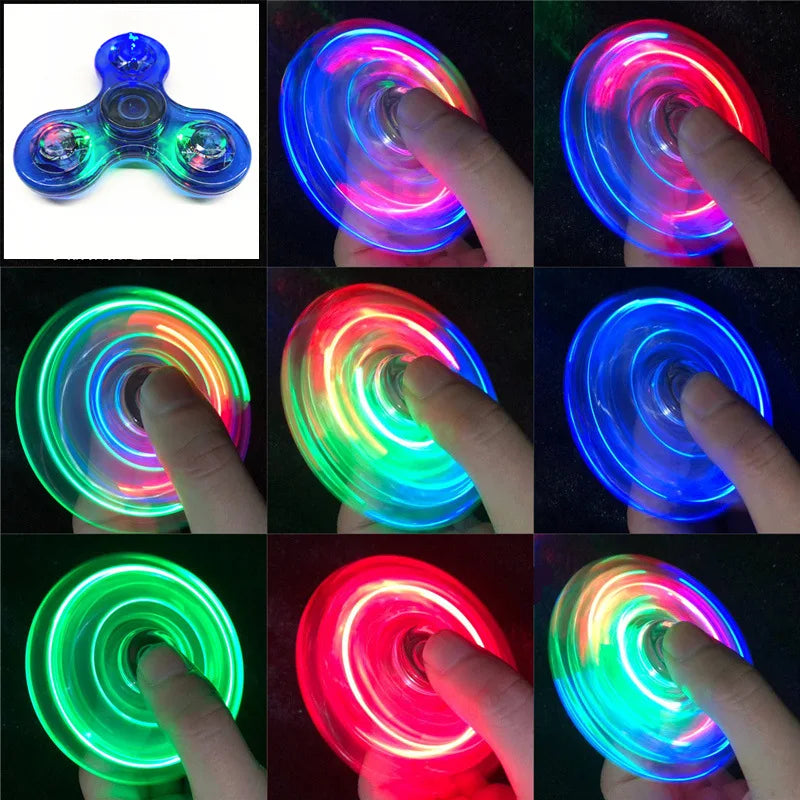 Clearance_Luminous LED Light Fidget Spinner Hand Top Spinners Glow in Dark Light EDC Fidget Spinner Finger Stress Relief Toys_Co