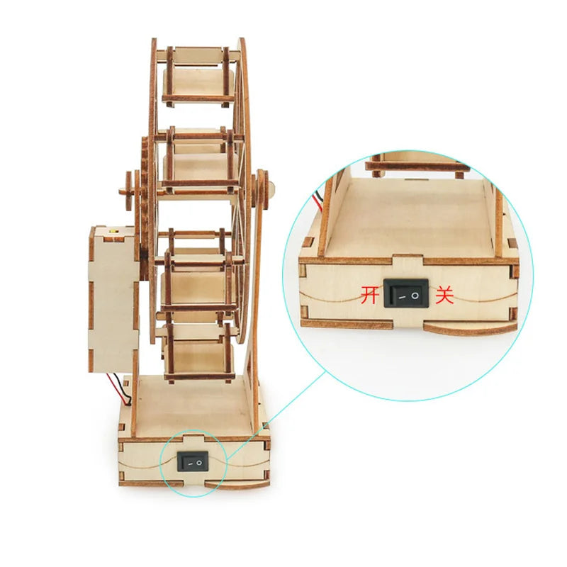 Creative Electric Ferris Wheel DIY Science Set Wooden Puzzle Craft Technology Educational Toys for Children Gift Idea