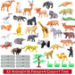 54 Pcs Mini Jungle Animal Toys Set  Realistic Wild Plastic Animals Learning Toys Elephant Gazelle Giraffe Gnu Gorilla Lion Tiger
