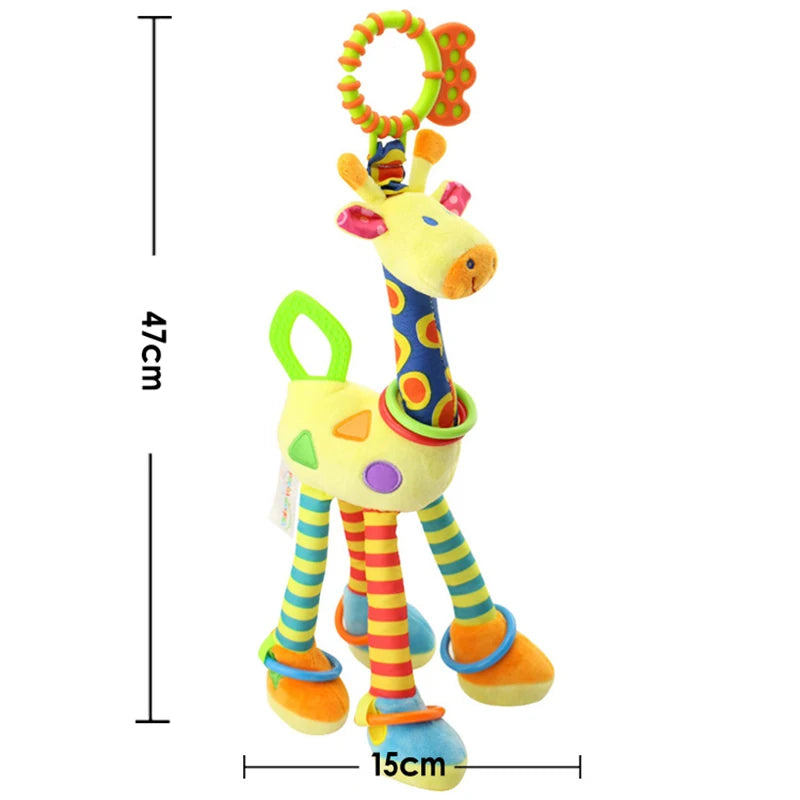 New Soft Cute Giraffe Animal Handbells Rattles Mobile Plush Infant Baby Handle Toys Hot Selling WIth Teether Newborn Baby Gifts