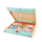 Hape 3 in 1 Tabletop 2 Sided Standing Artwork Easel Blackboard and Magnetic Erasable Whiteboard w/ 10 Chalk Colors & 2 Marker Pe