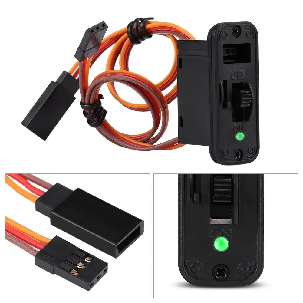 RC Switch Connectors Heavy Duty RC Switch with LED Display JR RC On Off Connectors Accessory for Receiver Accessories 6-12V 12A