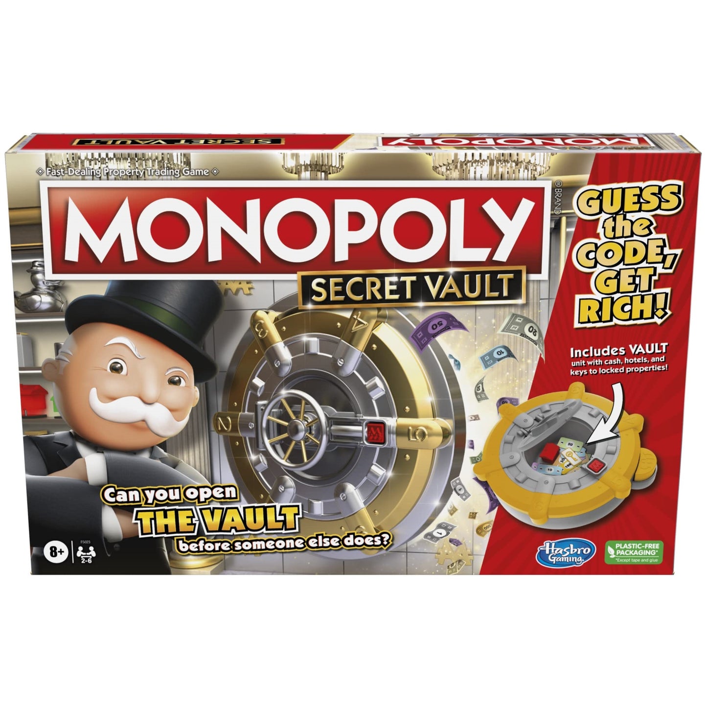 Monopoly Secret Vault Board Game for Kids, Family Game for 2-6 Players, Multicolored, Model F5023, Ages 8 and Up