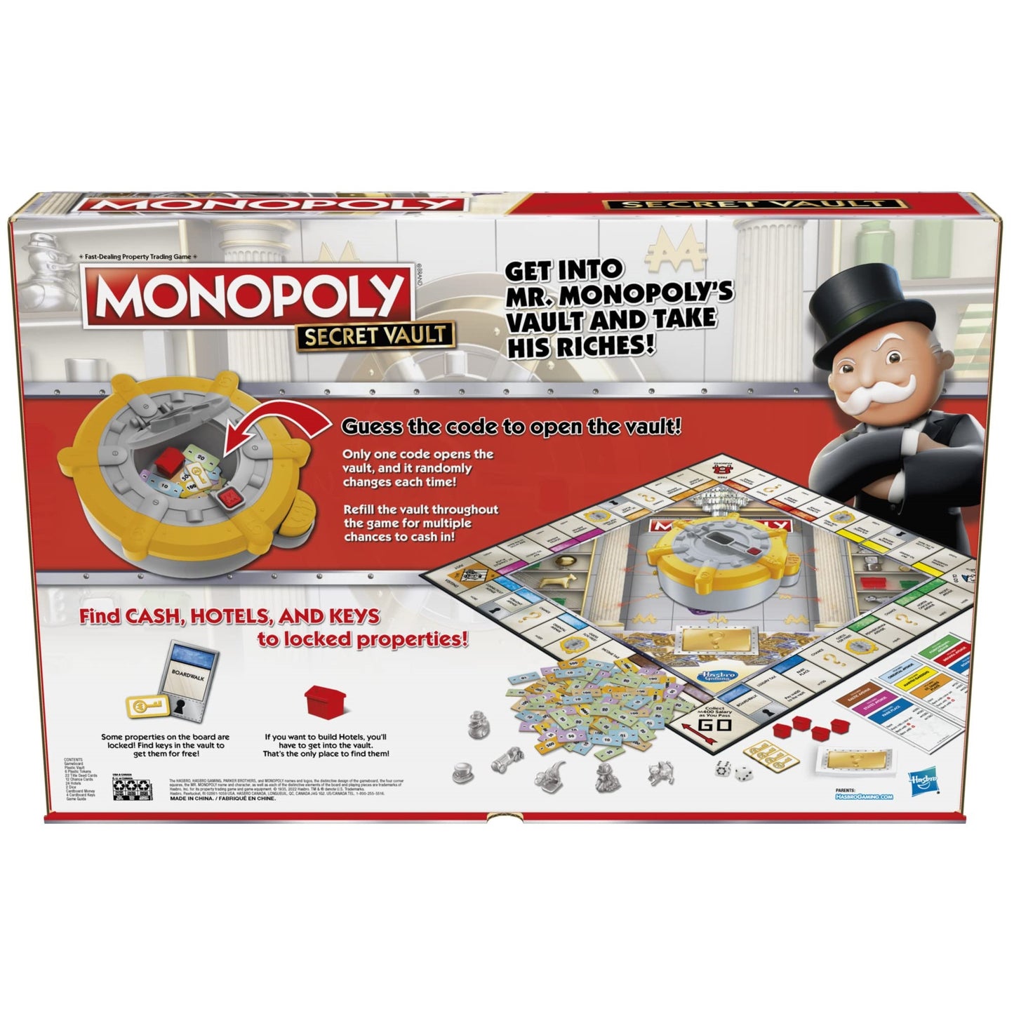 Monopoly Secret Vault Board Game for Kids, Family Game for 2-6 Players, Multicolored, Model F5023, Ages 8 and Up