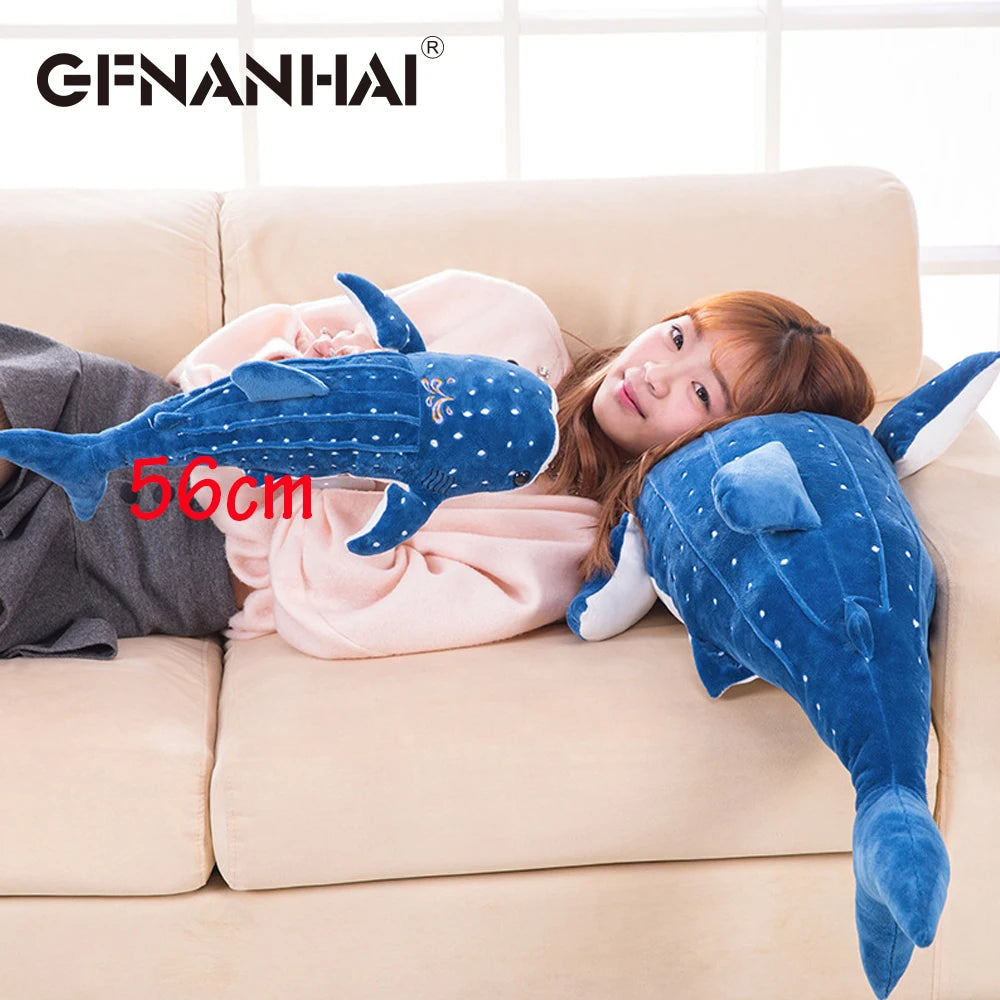 1pc 56cm cartoon simulation blue shark plush toy stuffed soft creative animal whale dolls cushion for children birthday gif