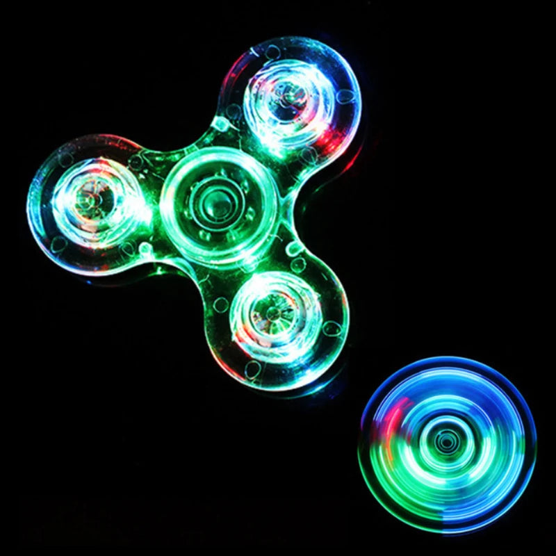 Clearance_Luminous LED Light Fidget Spinner Hand Top Spinners Glow in Dark Light EDC Fidget Spinner Finger Stress Relief Toys_Co