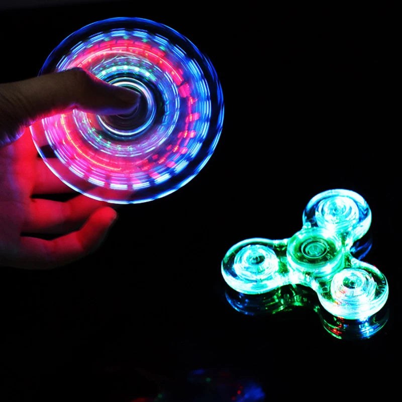 Clearance_Luminous LED Light Fidget Spinner Hand Top Spinners Glow in Dark Light EDC Fidget Spinner Finger Stress Relief Toys_Co