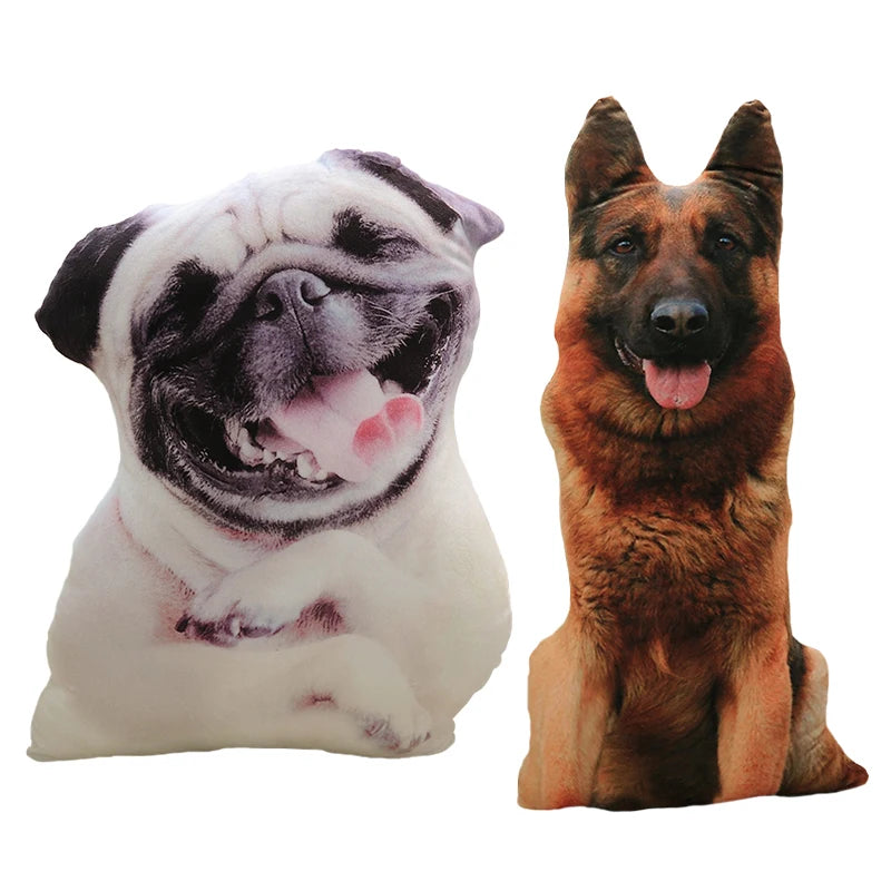 50cm Cute Simulation Dog Plush Toy 3D Printing Stuffed Animal Dog Plush Pillow Stuffed Cartoon Cushion Kids Doll Home Decro Gift