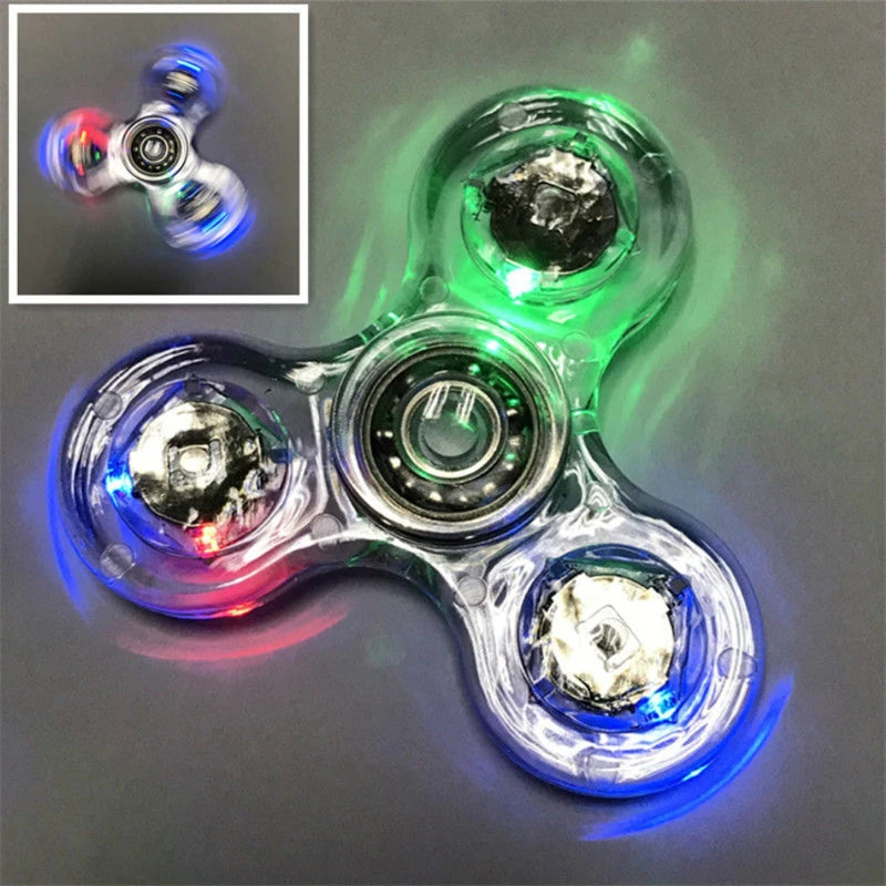Clearance_Luminous LED Light Fidget Spinner Hand Top Spinners Glow in Dark Light EDC Fidget Spinner Finger Stress Relief Toys_Co
