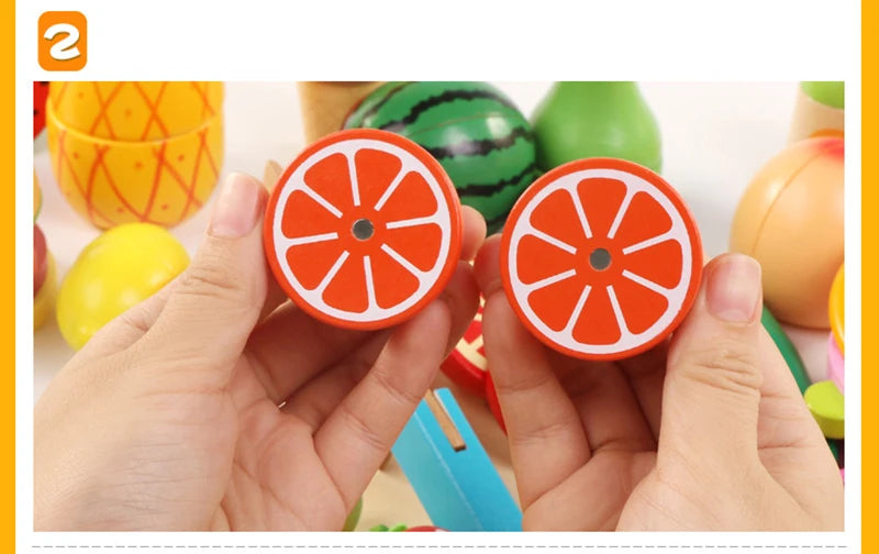 Simulation Kitchen Pretend Toy Wooden Classic Game Montessori Educational Toy For Children Kids Gift Cutting Fruit Vegetable Set