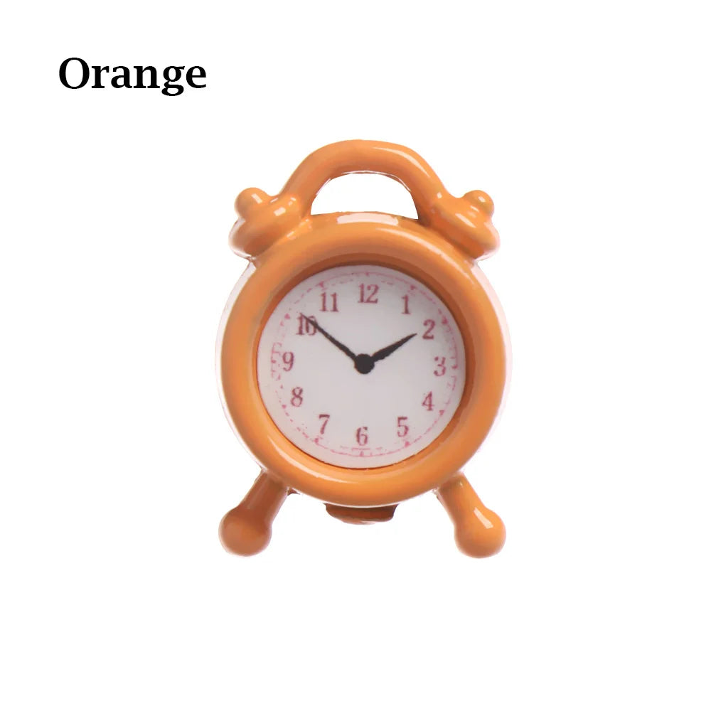 1Pc 1:12 Scale Alarm Clock Doll Kitchen Living Room Miniature Dollhouse Mini Home Decoration Toy Metal Candy Color Doll Clocks