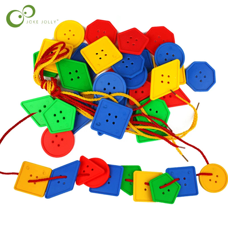 30 Pcs Montessori Toys Educational Toys for Children Early Learning Geometric Blocks Threading Buttons Teaching Aids GYH
