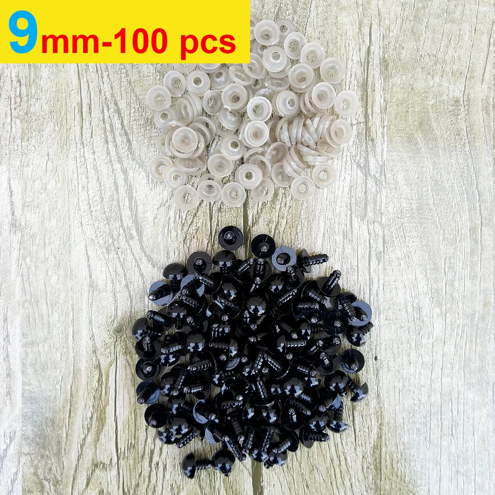 100pcs 8/10/12/14mm Plastic Safety Eyes For Toys Diy Mix Size Crochet Animal Eye For Doll Toys Amigurumi Accessories