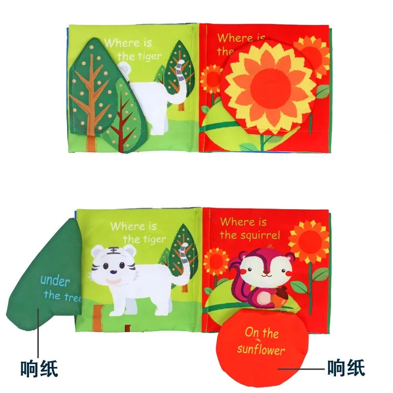 Hot Sale 0-36Month Baby Early Learning Educate Toy Tail Cloth Book Parent-child Interactive Sound Paper Puzzle Cloth Book Rattle