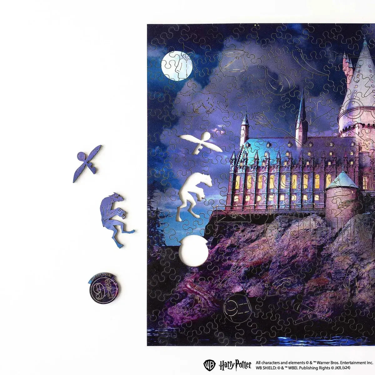Harry Potter Hogwarts Castle at Night Wooden 338 Piece Jigsaw Puzzle Woods Story
