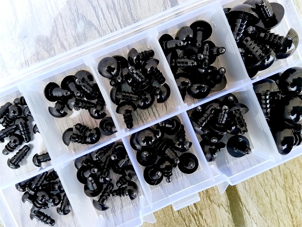 100pcs 8/10/12/14mm Plastic Safety Eyes For Toys Diy Mix Size Crochet Animal Eye For Doll Toys Amigurumi Accessories