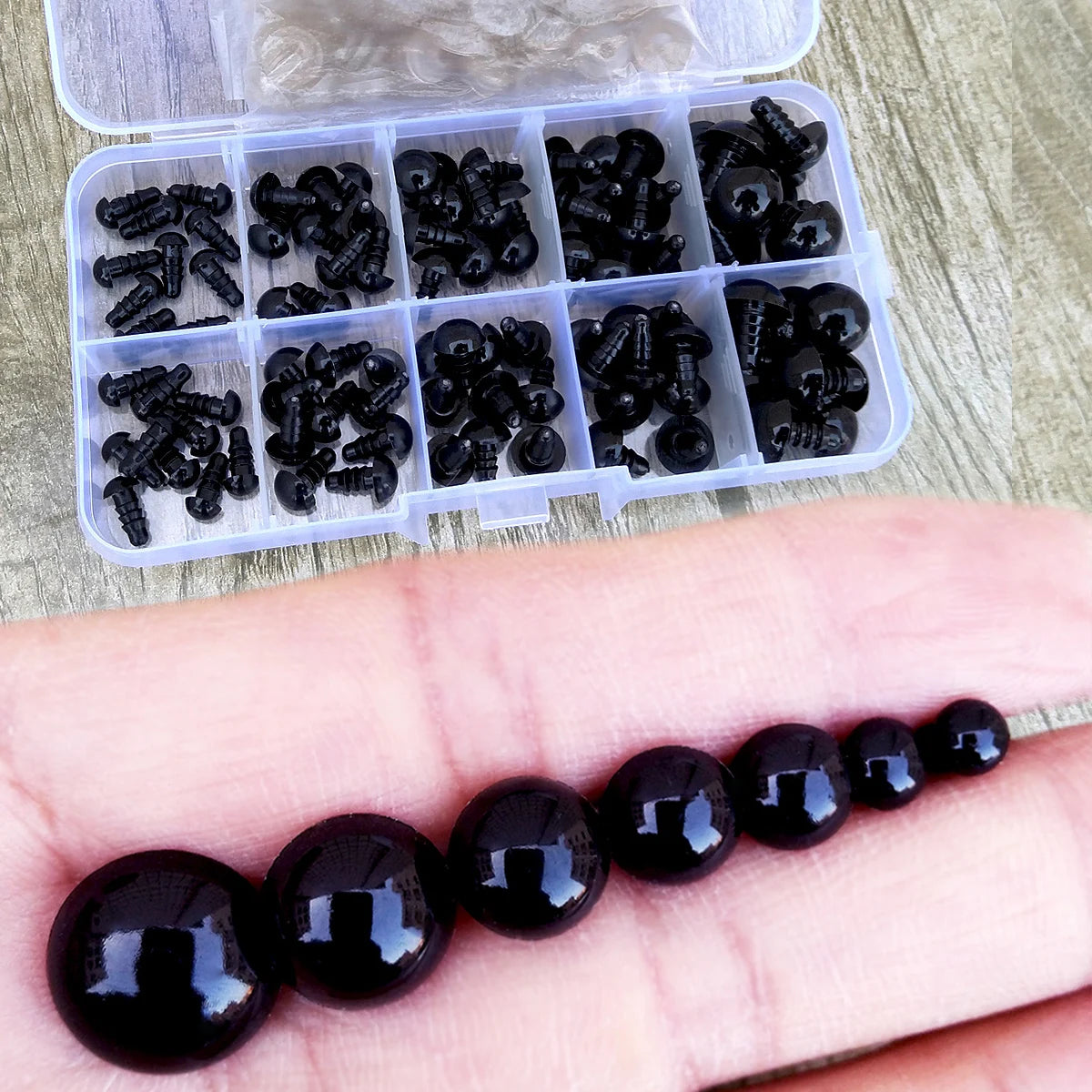 100pcs 8/10/12/14mm Plastic Safety Eyes For Toys Diy Mix Size Crochet Animal Eye For Doll Toys Amigurumi Accessories