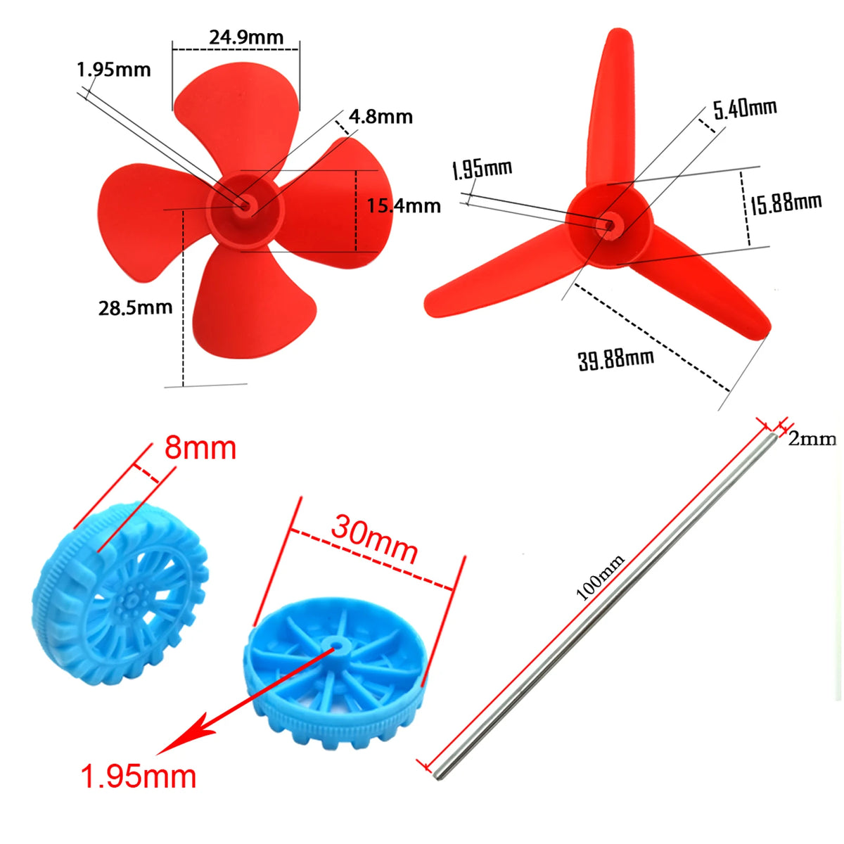 6 Set DC Motors Kit, Mini Electric Hobby Motor 3V -12V 25000 RPM Strong Magnetic with Shaft Propeller, 2 x AA Battery Holder,9V