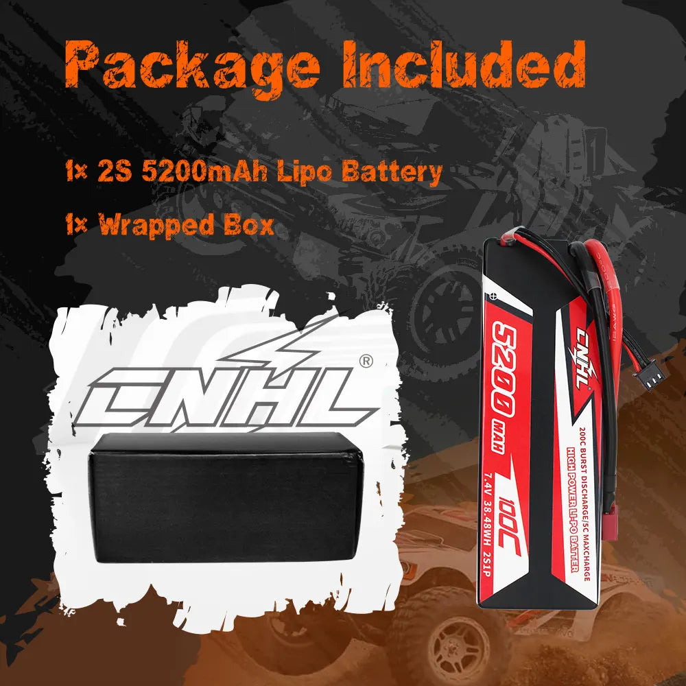 CNHL Lipo Battery 3S 4S 5200mAh 11.1V 14.8V 100C Hard Case With T Plug For RC Car Boat Helicopter Truck Truggy Traxxas