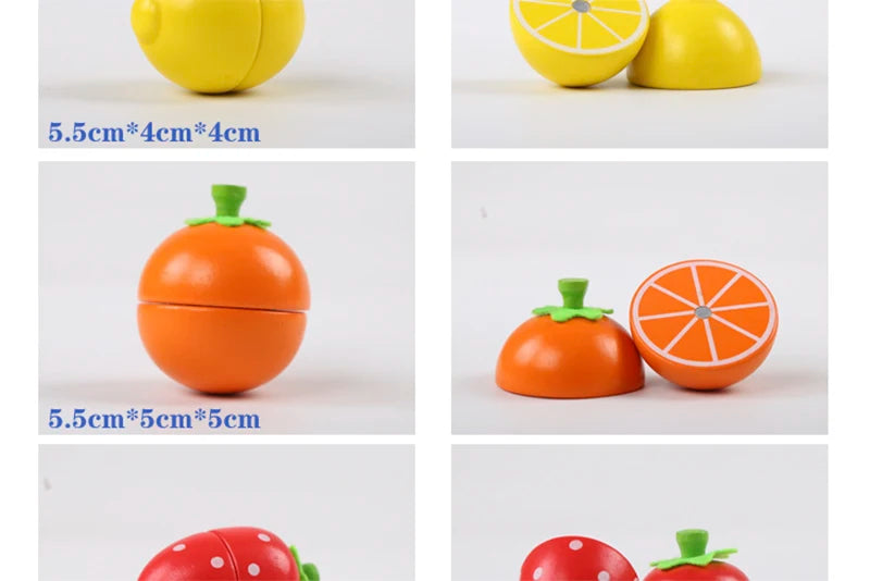 Simulation Kitchen Pretend Toy Wooden Classic Game Montessori Educational Toy For Children Kids Gift Cutting Fruit Vegetable Set