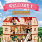 Simulation Kitchen Forest Family Small House Double Three- Story Villa Reindeer  Animal Model Girl Dollhouse Furniture Toy Gifts